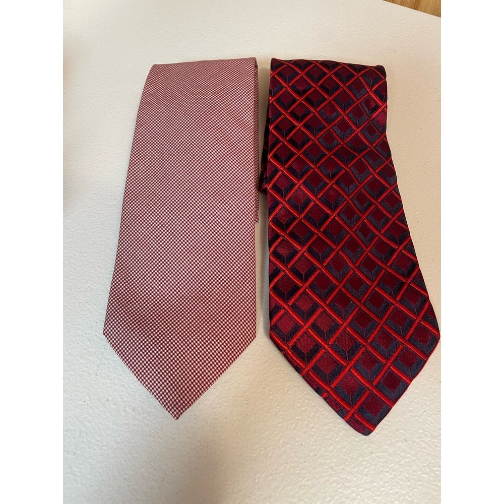 Ermenegildo Zegna 100% silk tie red blue design & red cotton tie 2 ties